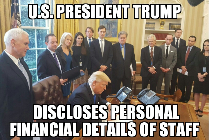 Trump discloses staff finances 
