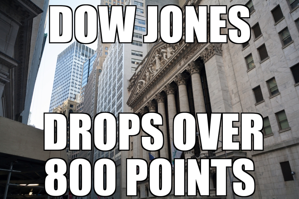 Dow drops over 800 points