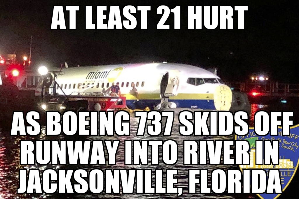 737 skids off runway in Jacksonville, Florida