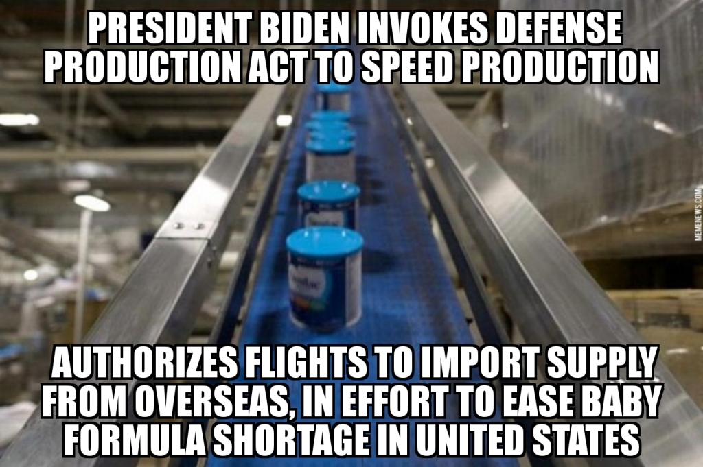 Biden invokes Defense Production Act over baby formula shortage