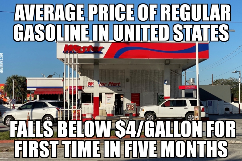 U.S. gas falls below $4